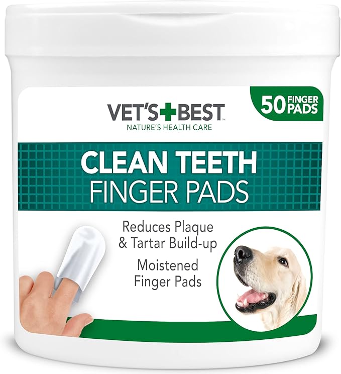 Vet's Best Dental Care Finger Wipes for Dogs & Cats – 50 Wipes