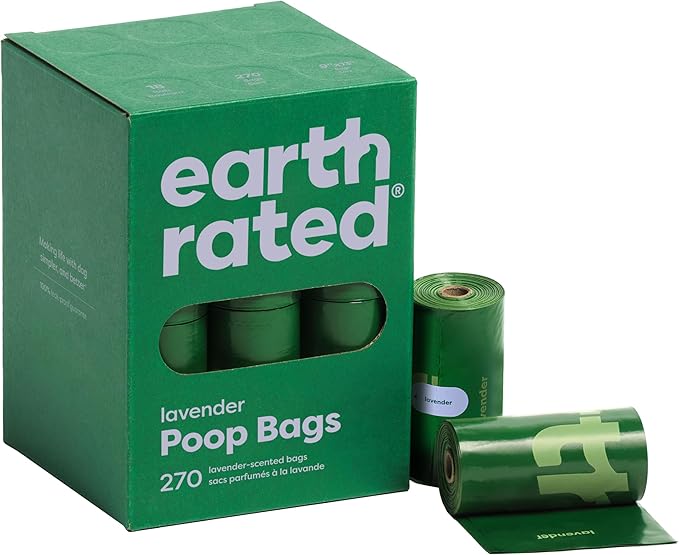 Earth Rated Dog Poo Bags – 270 Lavender Scented Leak-Proof Refill Rolls