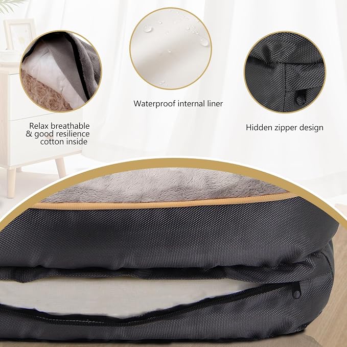 JOYELF Large Memory Foam Orthopedic Dog Bed & Sofa with Washable Cover + Squeaker Toy