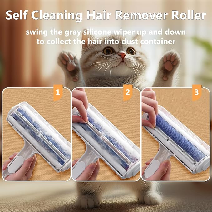 ACE2ACE Pet Hair Remover Roller Brush – Reusable Lint Roller for Cats & Dogs | White