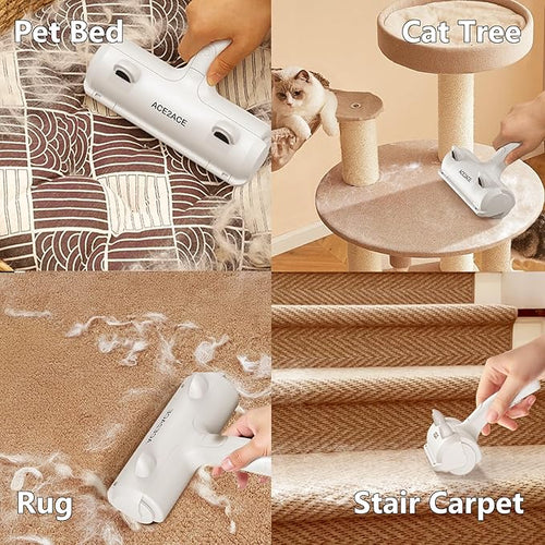 ACE2ACE Pet Hair Remover Roller Brush – Reusable Lint Roller for Cats & Dogs | White