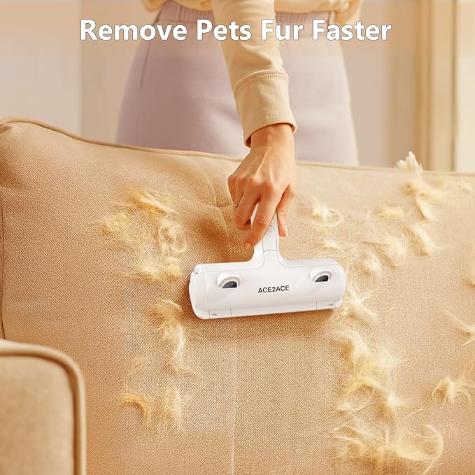 ACE2ACE Pet Hair Remover Roller Brush – Reusable Lint Roller for Cats & Dogs | White