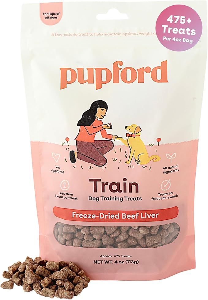 Pupford Freeze Dried Training Treats for Dogs & Puppies – Beef Liver, 475+ Bites (4 oz)