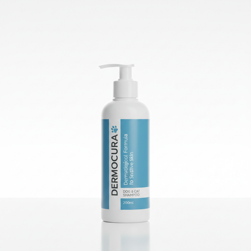 Dermocura shampoo bottle for dogs and cats with sensitive skin